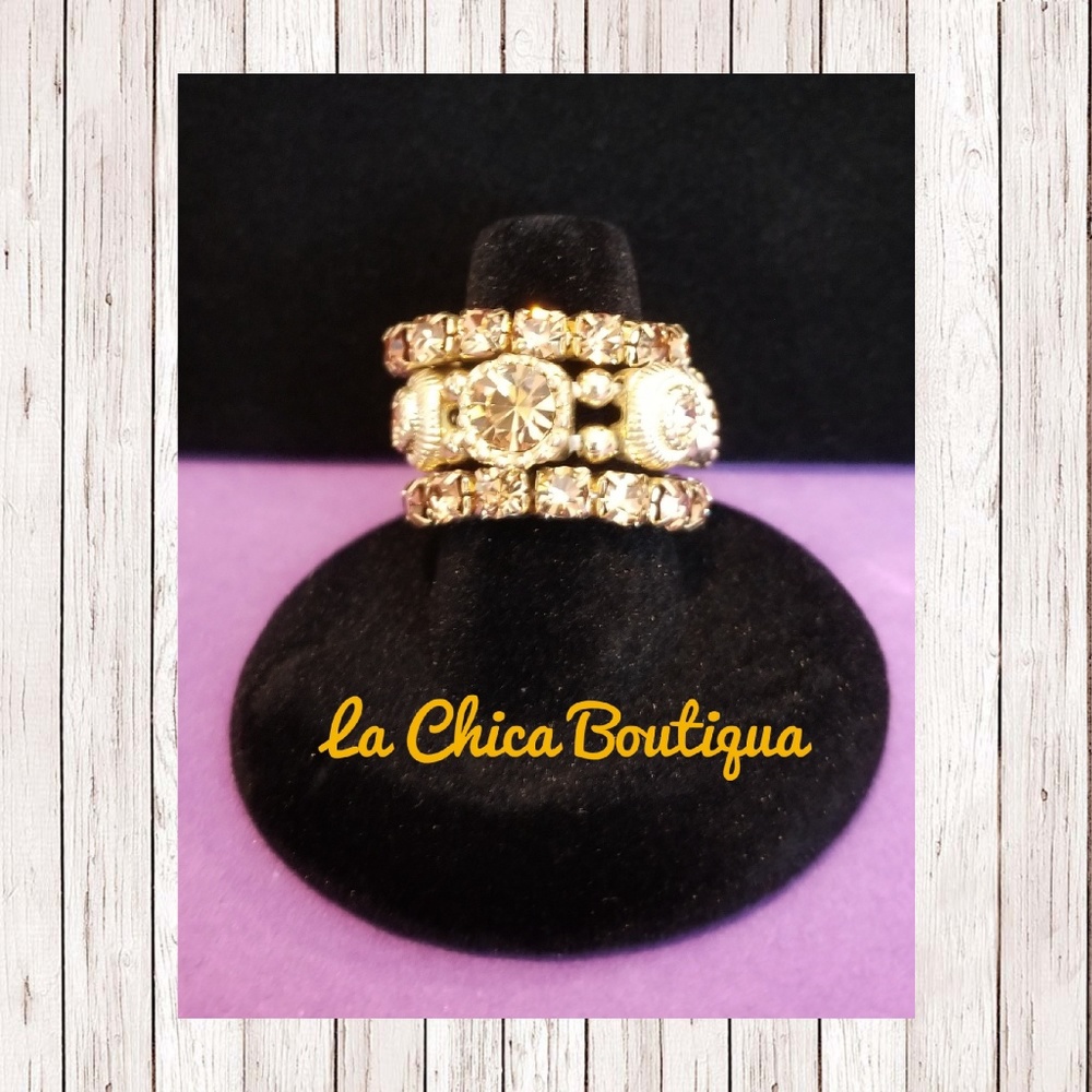 Crystal Mix 3 Stretch Ring Set